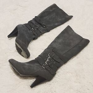 Naughty Monkey Grey Suede Buckle Boots 10